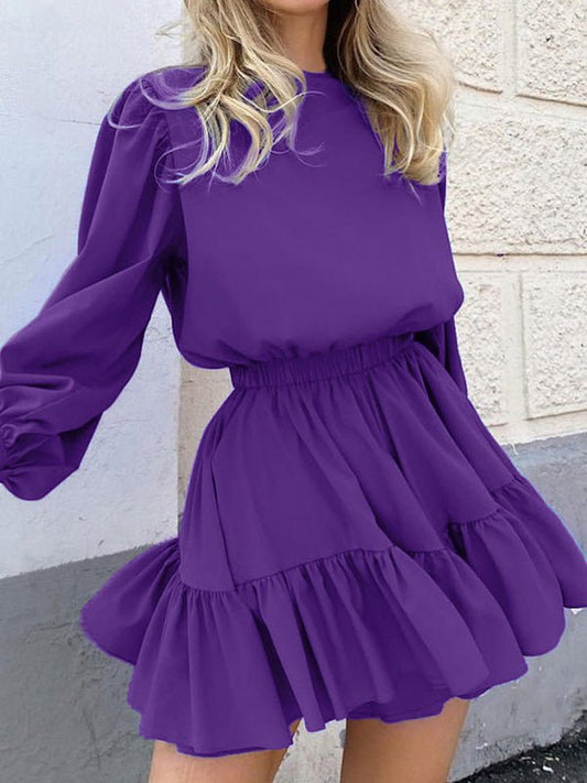 Women's Dresses Solid High Waist Long Sleeve Mini Dress - Mini Dresses - Instastyled | Online Fashion Free Shipping Clothing, Dresses, Tops, Shoes - 15/08/2022 - 30-40 - casual-dresses