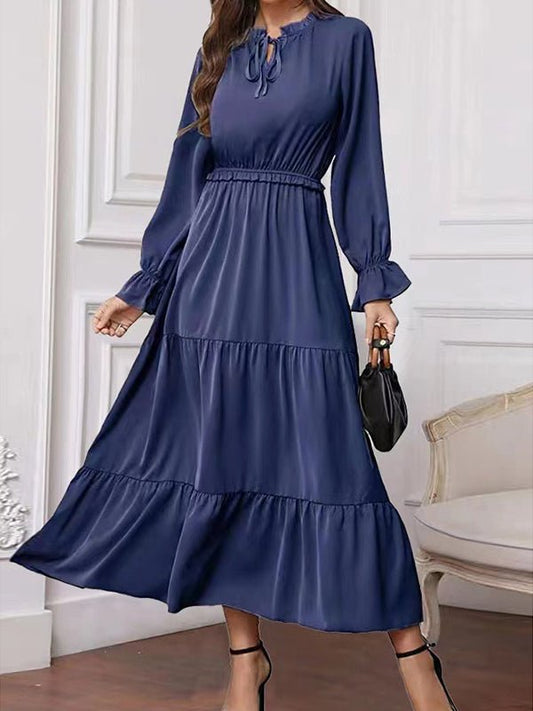 Women's Dresses Solid Long Sleeve Tie Maxi Dress - Maxi Dresses - Instastyled | Online Fashion Free Shipping Clothing, Dresses, Tops, Shoes - 27/10/2022 - 40-50 - casual-dresses