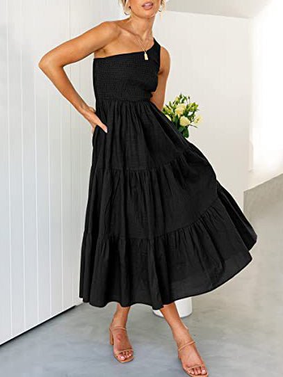 Women's Dresses Solid One Shoulder Sleeveless Dress - Maxi Dresses - Instastyled | Online Fashion Free Shipping Clothing, Dresses, Tops, Shoes - 10/03/2022 - 30-40 - Casual Dresses