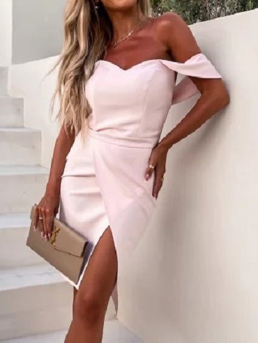 Women's Dresses Solid One Shoulder Slim Fit Slit Dress - Midi Dresses - Instastyled | Online Fashion Free Shipping Clothing, Dresses, Tops, Shoes - 28/06/2022 - 30-40 - Bodycon Dresses