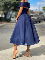 Women's Dresses Solid One Word Collar Slim Fit Dress - Maxi Dresses - Instastyled | Online Fashion Free Shipping Clothing, Dresses, Tops, Shoes - 22/01/2022 - color-blue - color-light-white