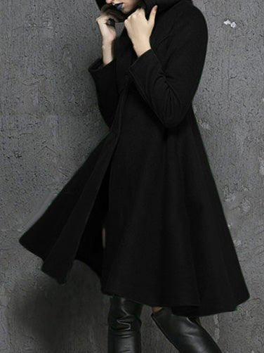 Women's Dresses Solid Pocket Long Sleeve Hooded Dress - Midi Dresses - Instastyled | Online Fashion Free Shipping Clothing, Dresses, Tops, Shoes - 21/09/2022 - Casual Dresses - Color_Black