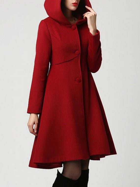 Women's Dresses Solid Pocket Long Sleeve Hooded Dress - Midi Dresses - Instastyled | Online Fashion Free Shipping Clothing, Dresses, Tops, Shoes - 21/09/2022 - Casual Dresses - Color_Black