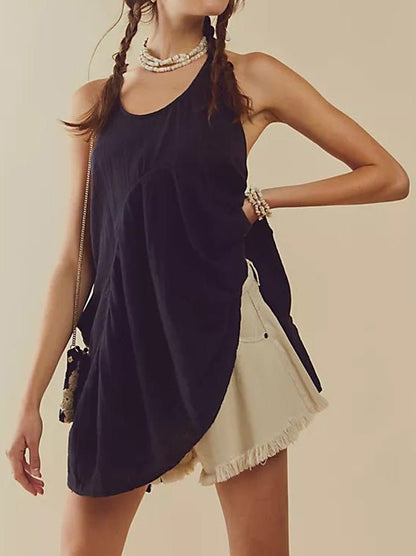 Women's Dresses Solid Pocket Sleeveless Beach Dress - Mini Dresses - Instastyled | Online Fashion Free Shipping Clothing, Dresses, Tops, Shoes - 09/06/2022 - Casual Dresses - Color_Apricot