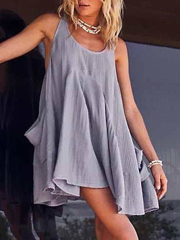 Women's Dresses Solid Pocket Sleeveless Beach Dress - Mini Dresses - Instastyled | Online Fashion Free Shipping Clothing, Dresses, Tops, Shoes - 09/06/2022 - Casual Dresses - Color_Apricot