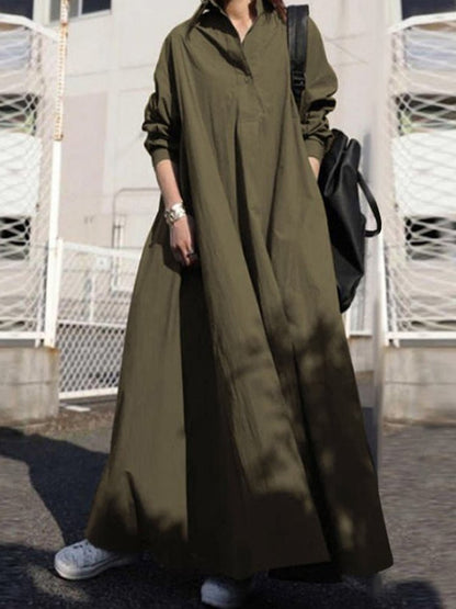 Women's Dresses Solid Retro Ethnic Style Loose Maxi Dress - MsDressly