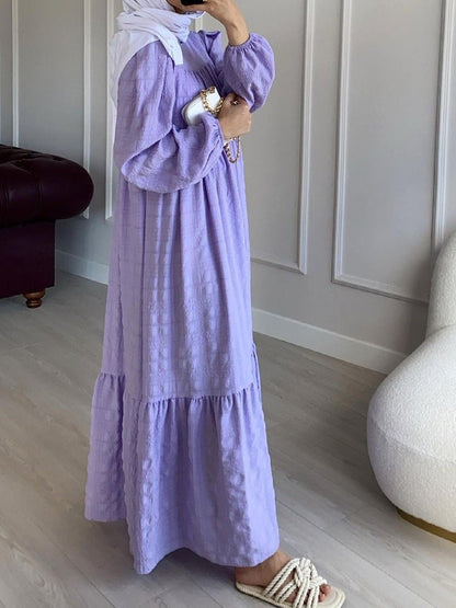 Women's Dresses Solid Round Neck Long Sleeve Casual Dress - Maxi Dresses - Instastyled | Online Fashion Free Shipping Clothing, Dresses, Tops, Shoes - 24/06/2022 - Casual Dresses - Color_Apricot