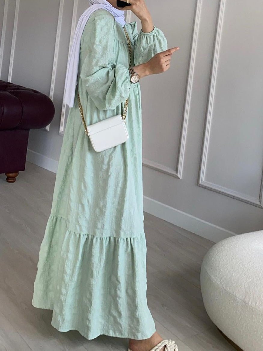 Women's Dresses Solid Round Neck Long Sleeve Casual Dress - Maxi Dresses - Instastyled | Online Fashion Free Shipping Clothing, Dresses, Tops, Shoes - 24/06/2022 - Casual Dresses - Color_Apricot