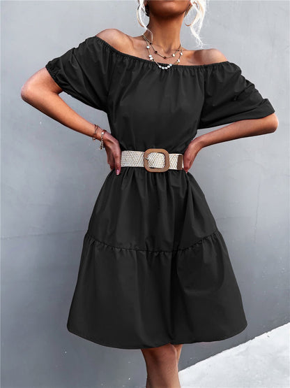 Women's Dresses Solid Square Neck Puff Sleeve Dress - Midi Dresses - Instastyled | Online Fashion Free Shipping Clothing, Dresses, Tops, Shoes - 09/02/2022 - 30-40 - Casual Dresses