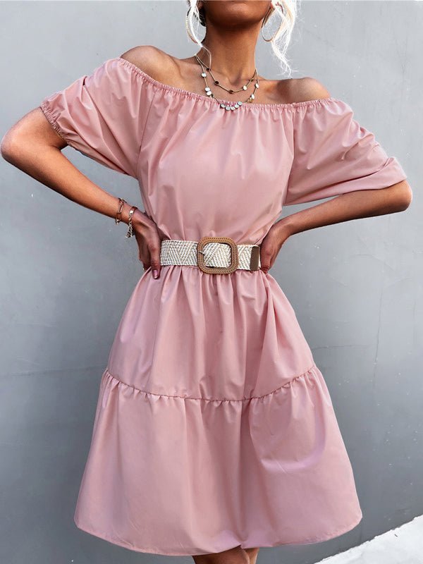 Women's Dresses Solid Square Neck Puff Sleeve Dress - Midi Dresses - Instastyled | Online Fashion Free Shipping Clothing, Dresses, Tops, Shoes - 09/02/2022 - 30-40 - Casual Dresses