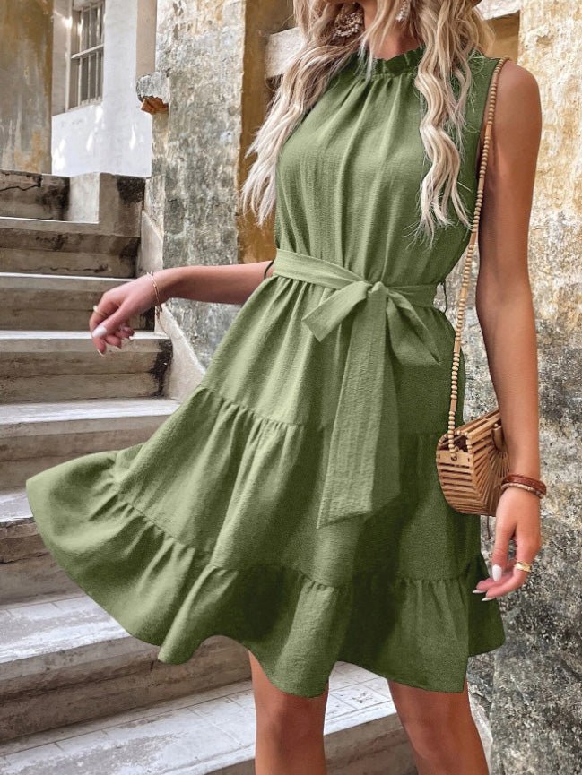 Women's Dresses Solid Tie Ruffle Sleeveless Dress - Mini Dresses - Instastyled | Online Fashion Free Shipping Clothing, Dresses, Tops, Shoes - 25/05/2022 - 30-40 - Casual Dresses
