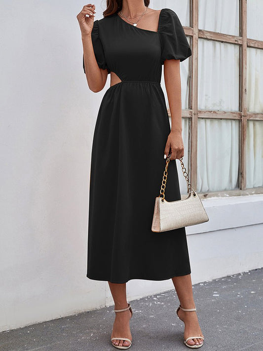 Women's Dresses Solid Waistless Puff Sleeve Midi Dress - Midi Dresses - Instastyled | Online Fashion Free Shipping Clothing, Dresses, Tops, Shoes - 1/12/2022 - 30-40 - color-black