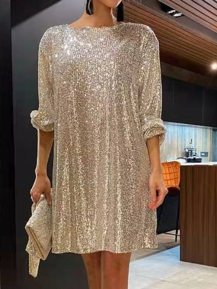 Women's Dresses Sparkling Sequin Long Sleeve Festive Party Dress - Mini Dresses - Instastyled | Online Fashion Free Shipping Clothing, Dresses, Tops, Shoes - 11/01/2022 - color-black - color-dark_purple