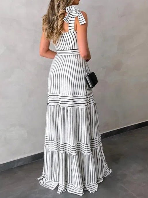 Women's Dresses Suspender Belted Striped Maxi Dress - Maxi Dresses - Instastyled | Online Fashion Free Shipping Clothing, Dresses, Tops, Shoes - 08/03/2022 - 30-40 - color-black