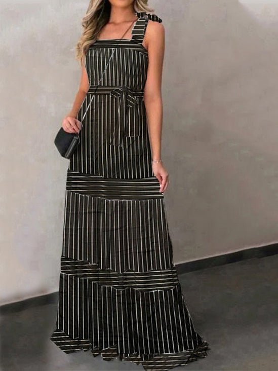 Women's Dresses Suspender Belted Striped Maxi Dress - Maxi Dresses - Instastyled | Online Fashion Free Shipping Clothing, Dresses, Tops, Shoes - 08/03/2022 - 30-40 - color-black