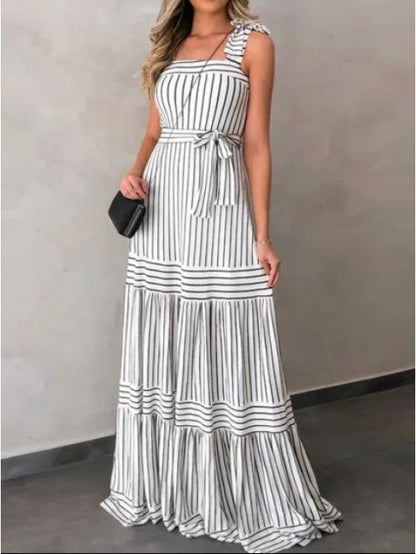 Women's Dresses Suspender Belted Striped Maxi Dress - Maxi Dresses - Instastyled | Online Fashion Free Shipping Clothing, Dresses, Tops, Shoes - 08/03/2022 - 30-40 - color-black