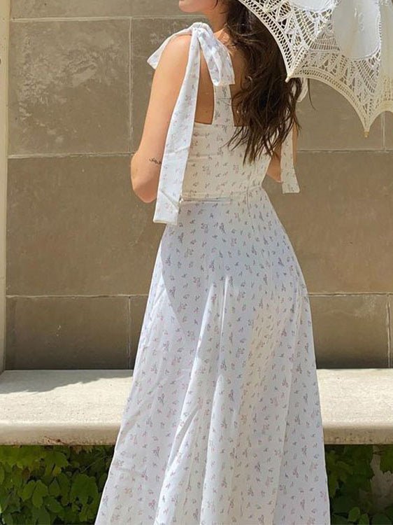 Women's Dresses Suspender Lace-Up Open Back Slit Dress - Midi Dresses - Instastyled | Online Fashion Free Shipping Clothing, Dresses, Tops, Shoes - 13/07/2022 - 30-40 - color-light_yellow