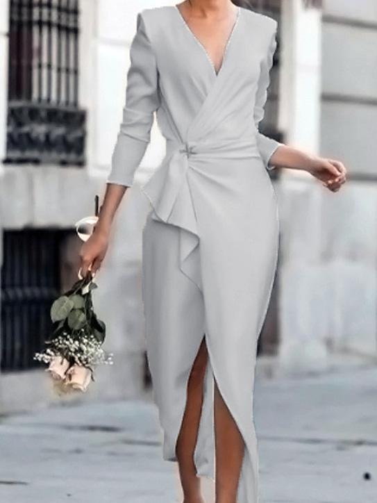 Women's Dresses Temperament V-Neck Long Sleeve Dress - Maxi Dresses - INS | Online Fashion Free Shipping Clothing, Dresses, Tops, Shoes - 20-30 - 21/08/2021 - Category_Maxi Dresses