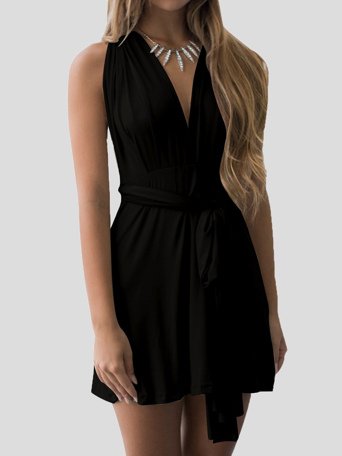 Women's Dresses Tie Backless Sleeveless Mini Dress - Mini Dresses - Instastyled | Online Fashion Free Shipping Clothing, Dresses, Tops, Shoes - 15/07/2022 - 20-30 - color-black