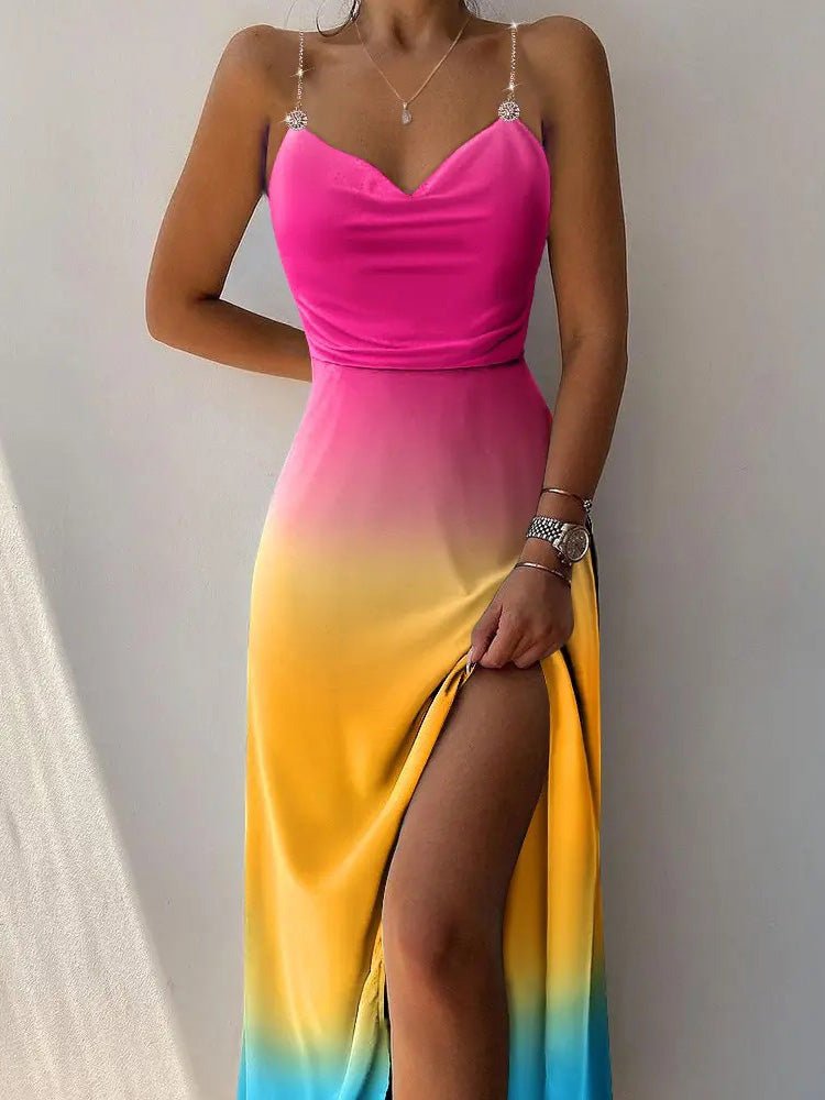 Women's Dresses Tie-Dye Sling Sleeveless Slit Dress - Maxi Dresses - Instastyled | Online Fashion Free Shipping Clothing, Dresses, Tops, Shoes - 28/06/2022 - 30-40 - color-blue