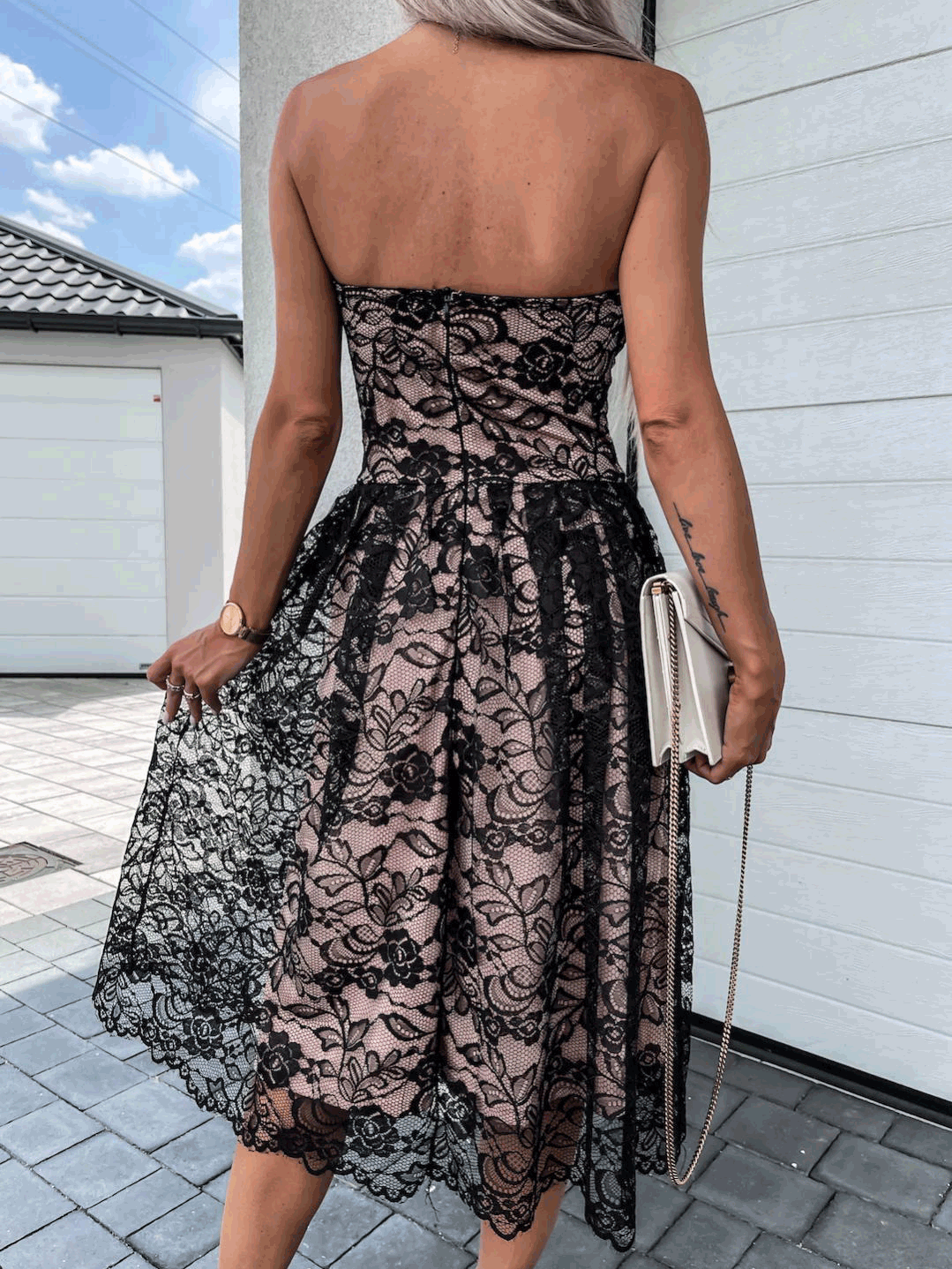 Women's Dresses Tube Top Lace Mesh Sleeveless Dress - Maxi Dresses - Instastyled | Online Fashion Free Shipping Clothing, Dresses, Tops, Shoes - 01/06/2022 - Casual Dresses - Color_Black