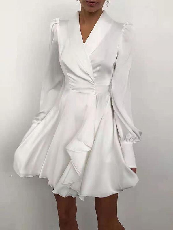 Women's Dresses V-Neck Lantern Long Sleeve Dress - Mini Dresses - Instastyled | Online Fashion Free Shipping Clothing, Dresses, Tops, Shoes - 10/12/2021 - 40-50 - color-black