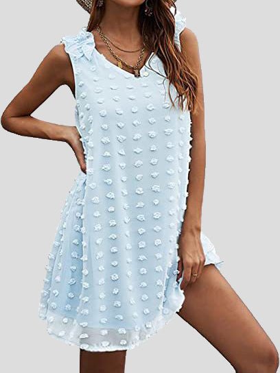 Women's Dresses V-Neck Polka Dot Jacquard Sleeveless Chiffon Dress - Mini Dresses - Instastyled | Online Fashion Free Shipping Clothing, Dresses, Tops, Shoes - 06/06/2022 - 30-40 - Casual Dresses