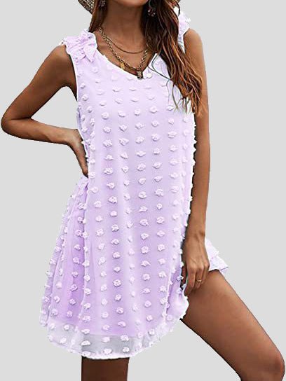 Women's Dresses V-Neck Polka Dot Jacquard Sleeveless Chiffon Dress - Mini Dresses - Instastyled | Online Fashion Free Shipping Clothing, Dresses, Tops, Shoes - 06/06/2022 - 30-40 - Casual Dresses