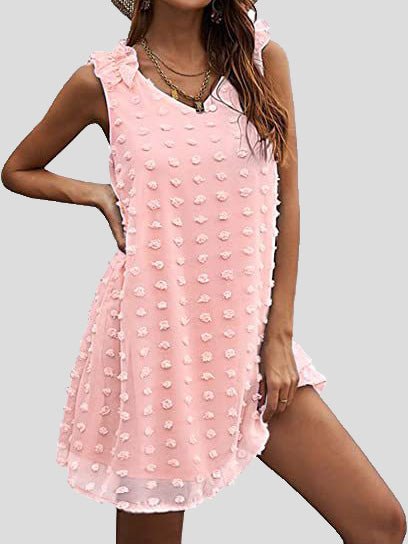 Women's Dresses V-Neck Polka Dot Jacquard Sleeveless Chiffon Dress - Mini Dresses - Instastyled | Online Fashion Free Shipping Clothing, Dresses, Tops, Shoes - 06/06/2022 - 30-40 - Casual Dresses