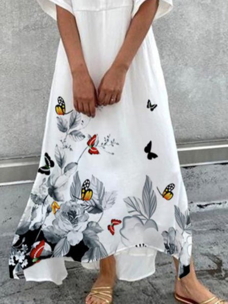 Women's Dresses V-Neck Printed Short Sleeve Casual Dress - Maxi Dresses - Instastyled | Online Fashion Free Shipping Clothing, Dresses, Tops, Shoes - 19/05/2022 - 30-40 - Casual Dresses