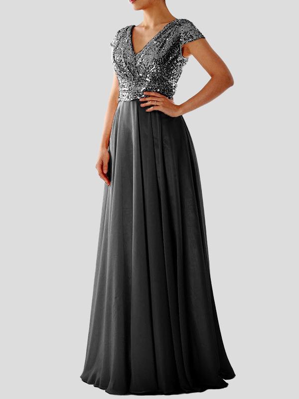 Women's Dresses V-Neck Sequin Evening Dress - Maxi Dresses - INS | Online Fashion Free Shipping Clothing, Dresses, Tops, Shoes - 29/11/2021 - color-beige - color-black