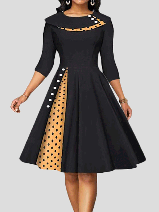 Women's Dresses Vintage Polka Dot Mid Sleeve Casual Dress - Midi Dresses - Instastyled | Online Fashion Free Shipping Clothing, Dresses, Tops, Shoes - 13/09/2022 - 30-40 - casual-dresses
