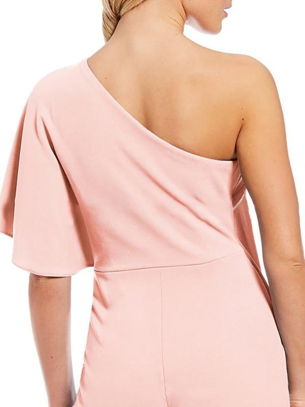 Women's Elegant Oblique Shoulder Jumpsuit - Rompers - INS | Online Fashion Free Shipping Clothing, Dresses, Tops, Shoes - 17/05/2021 - Color_Pink - Color_White