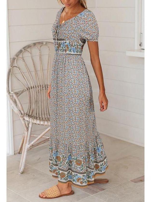 Women's floral midi dress - Dresses - INS | Online Fashion Free Shipping Clothing, Dresses, Tops, Shoes - Color_White - Dresses - Summer