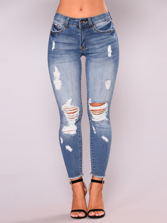 Women's High-Rise Skinny Ripped Jeans - Jeans - INS | Online Fashion Free Shipping Clothing, Dresses, Tops, Shoes - 15/03/2021 - 2XL - Blue