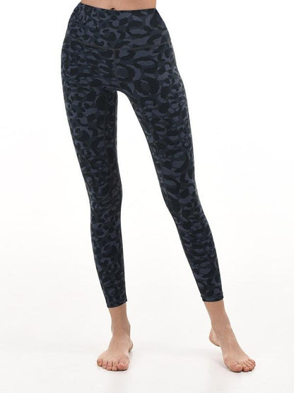 Women's High-Waist Sports Fitness Cropped Pants - Leggings - INS | Online Fashion Free Shipping Clothing, Dresses, Tops, Shoes - 15/3/2021 - Blue Leopard - Color_Blue