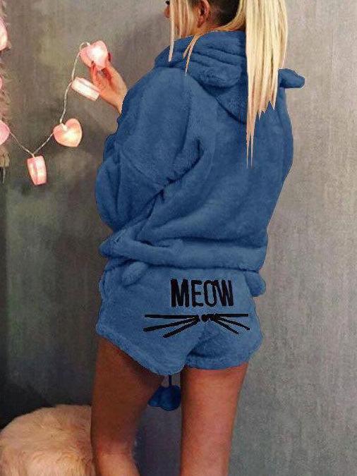 Women's Hooded Casual Suit - Loungewear - INS | Online Fashion Free Shipping Clothing, Dresses, Tops, Shoes - Black - Blue - Color_Black