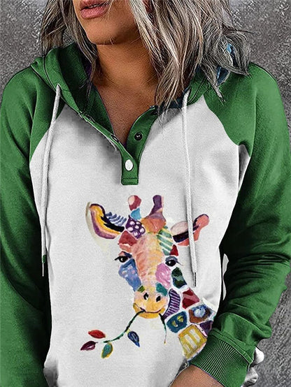 Women's Hoodies Animal Print Button Long Sleeve Hoodie - Hoodies - INS | Online Fashion Free Shipping Clothing, Dresses, Tops, Shoes - 17/09/2021 - 20-30 - Category_Hoodies