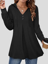 Women's Hoodies Button V-Neck Long Sleeve Hoody - Hoodies - Instastyled | Online Fashion Free Shipping Clothing, Dresses, Tops, Shoes - 17/01/2022 - 20-30 - color-black