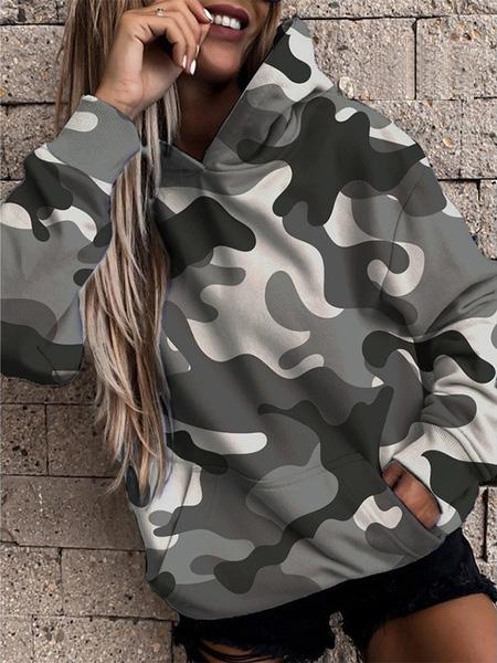 Women's Hoodies Camouflage Print Pocket Casual Hoodie - MsDressly