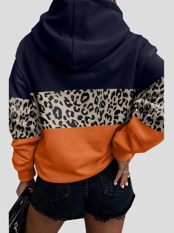 Women's Hoodies Casual Leopard Panel Pocket Long-Sleeve Hoody - Hoodies - Instastyled | Online Fashion Free Shipping Clothing, Dresses, Tops, Shoes - 23/09/2022 - 30-40 - color-black