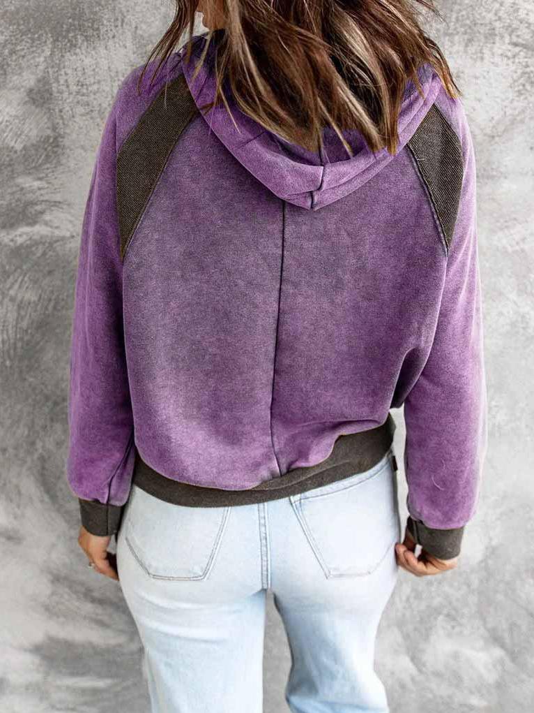 Women's Hoodies Casual Stitching Drawstring Long Sleeve Hoody - Hoodies - INS | Online Fashion Free Shipping Clothing, Dresses, Tops, Shoes - 11/10/2021 - Color_Blue - Color_Brown