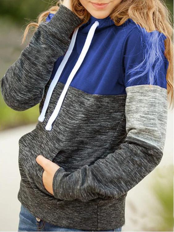 Women's Hoodies Contrast Stitching Pocket Long Sleeve Hoodie - Hoodies - INS | Online Fashion Free Shipping Clothing, Dresses, Tops, Shoes - 09/11/2021 - 20-30 - color-blue