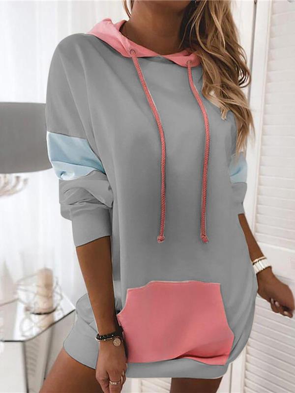 Women's Hoodies Contrasting Panel Long Sleeve Hoodie - Hoodies - INS | Online Fashion Free Shipping Clothing, Dresses, Tops, Shoes - 09/08/2021 - 20-30 - Category_Hoodies