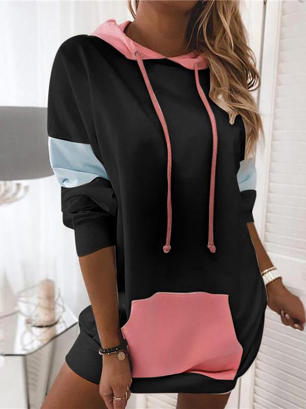 Women's Hoodies Contrasting Panel Long Sleeve Hoodie - Hoodies - INS | Online Fashion Free Shipping Clothing, Dresses, Tops, Shoes - 09/08/2021 - 20-30 - Category_Hoodies