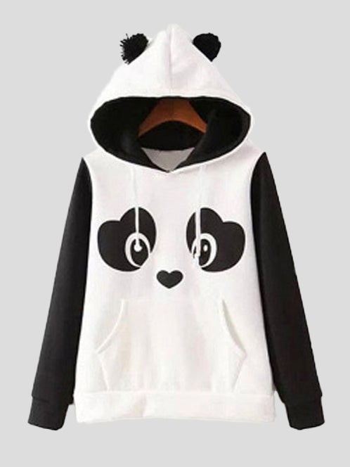 Women's Hoodies Cute Panda Print Fleece Long Sleeve Hoodie - Hoodies - Instastyled | Online Fashion Free Shipping Clothing, Dresses, Tops, Shoes - 20-30 - 23/12/2021 - color-white