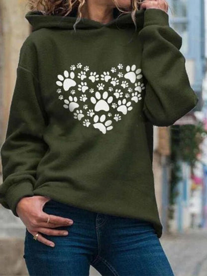 Women's Hoodies Dogpaw Printed Long Sleeved Hoodie - Hoodies - Instastyled | Online Fashion Free Shipping Clothing, Dresses, Tops, Shoes - 10-20 - 6/12/2022 - color-army_-green