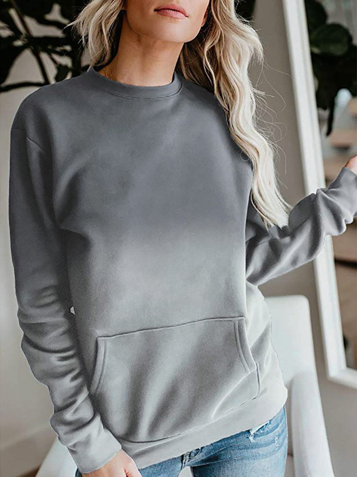 Women's Hoodies Gradient Pocket Long Sleeve Hoodie - Hoodies - INS | Online Fashion Free Shipping Clothing, Dresses, Tops, Shoes - 12/11/2021 - 20-30 - color-gray