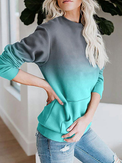 Women's Hoodies Gradient Pocket Long Sleeve Hoodie - Hoodies - INS | Online Fashion Free Shipping Clothing, Dresses, Tops, Shoes - 12/11/2021 - 20-30 - color-gray