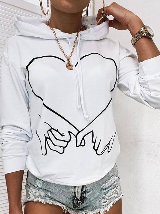 Women's Hoodies Hand-Heart Printed Long Sleeve Hoodie - Hoodies - INS | Online Fashion Free Shipping Clothing, Dresses, Tops, Shoes - 20-30 - 26/08/2021 - Category_Hoodies